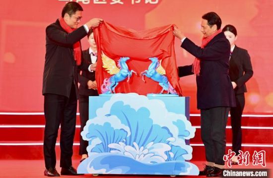 图为“两马同春闹元宵”吉祥物“龙马”当晚发布并首次亮相。中新社记者 王东明 摄